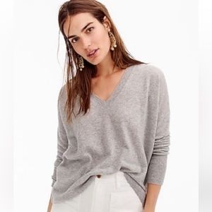 J Crew Italian Cashmere V Neck Boyfriend Sweater- Medium